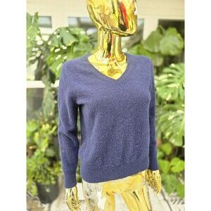 Quince Cashmere Sweater Womens Large Navy Blue V-Neck